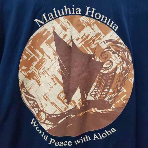 Aloha Festivals Short Sleeve Tee Shirt Navy Blue Size Small - Picture 7 of 7